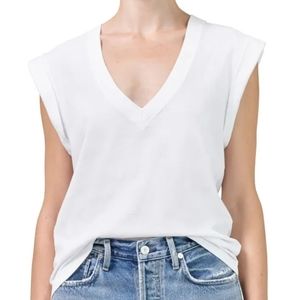 Citizens of Humanity Eugenie V Neck Tank Top in White